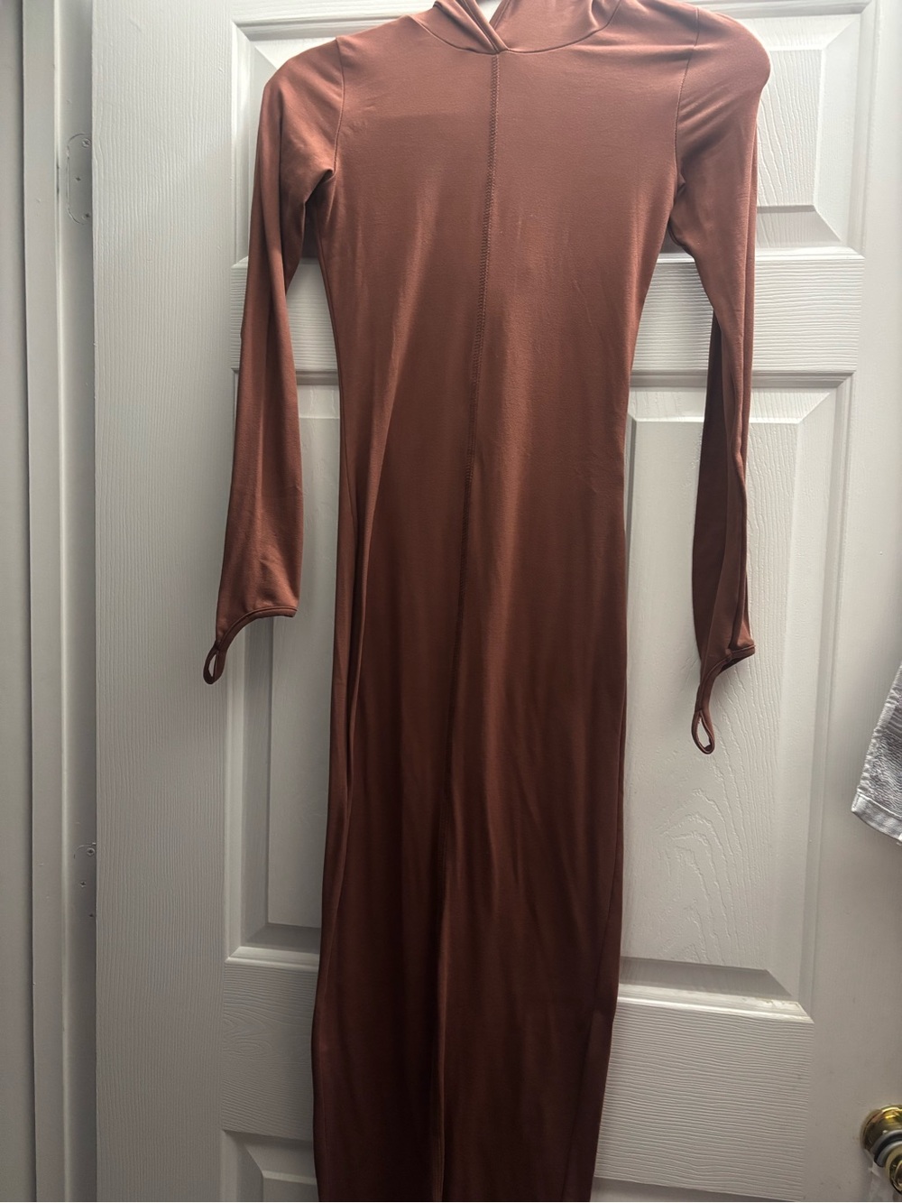 Long Sleeve Rust Brown Bodycon Dress